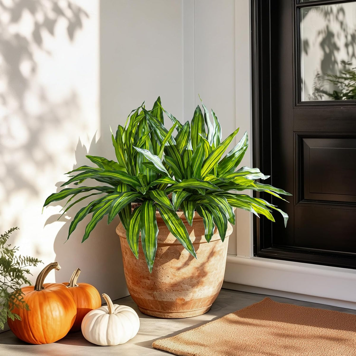 4 Pcs Artificial Greenery Stems Dracaena Faux Branches Artificial Plants Realistic Fake Dracaena Greenery Realistic Plants for Indoor Outdoor Porch Patio Home Office Living Room Decor (Light Green)