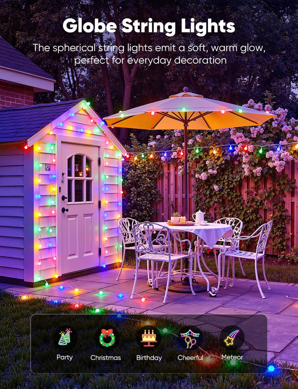 Minetom Multicolor Globe String Lights, 33 Feet 100 Led Fairy Lights