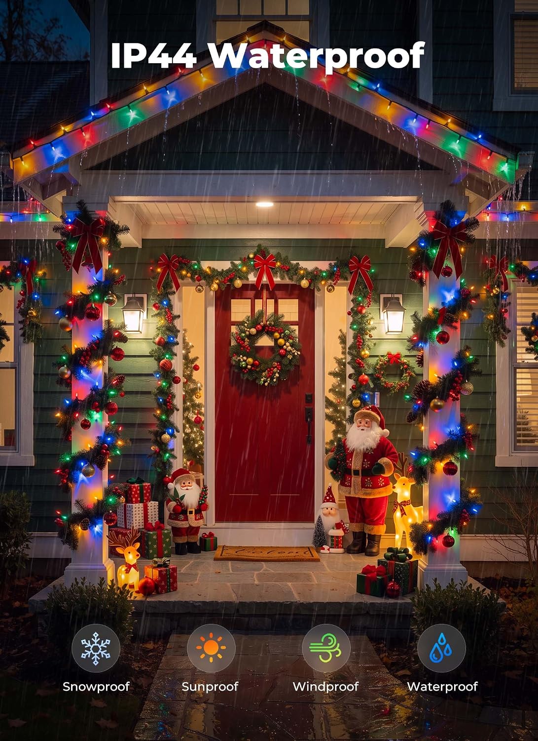 Brightown Battery Operated Christmas Lights, 4 Pack Total 200 LED 71.2Feet