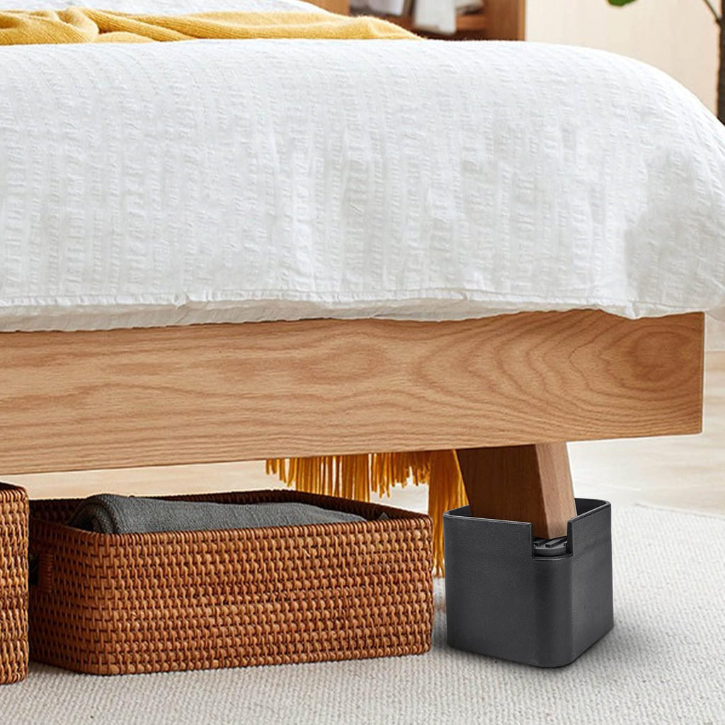 BTSD-home 3 or 4 Inch Bed Risers for Furniture Wheels, Black, 4 Pack