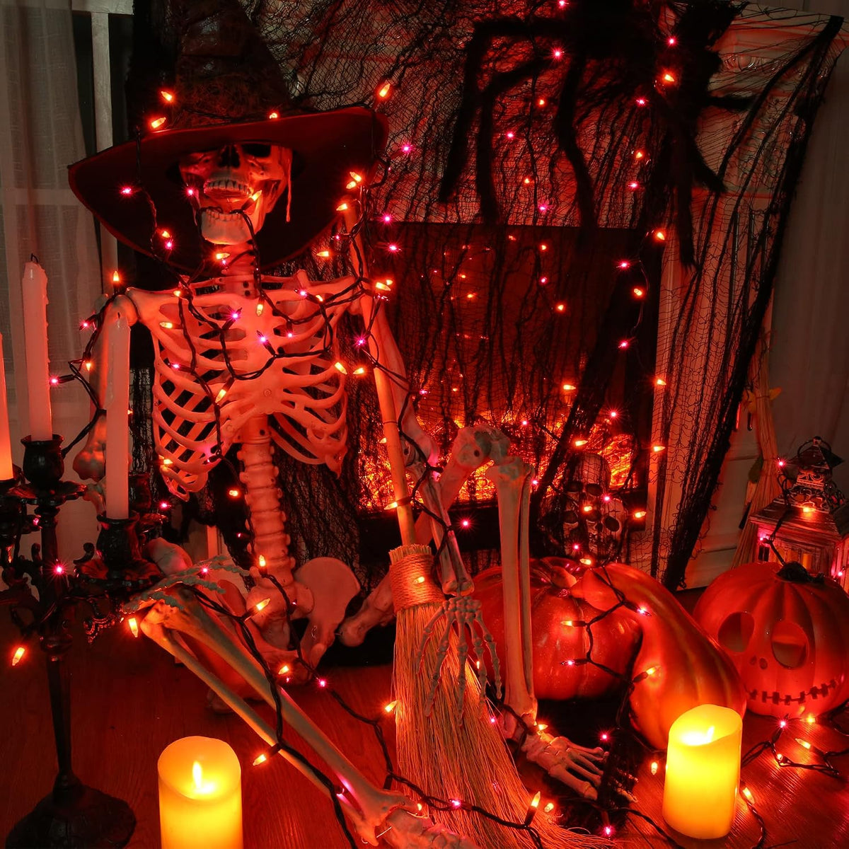 Brizled Orange & Purple Halloween String Lights, 100 ct Incandescent Lights