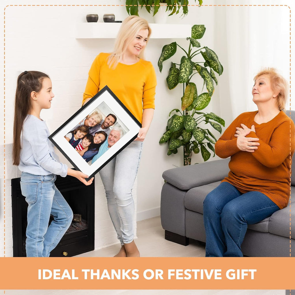 SYNTRIFIC 12x16 Black Picture Frames Set of 6, Matted to 8.5x11 with Mat