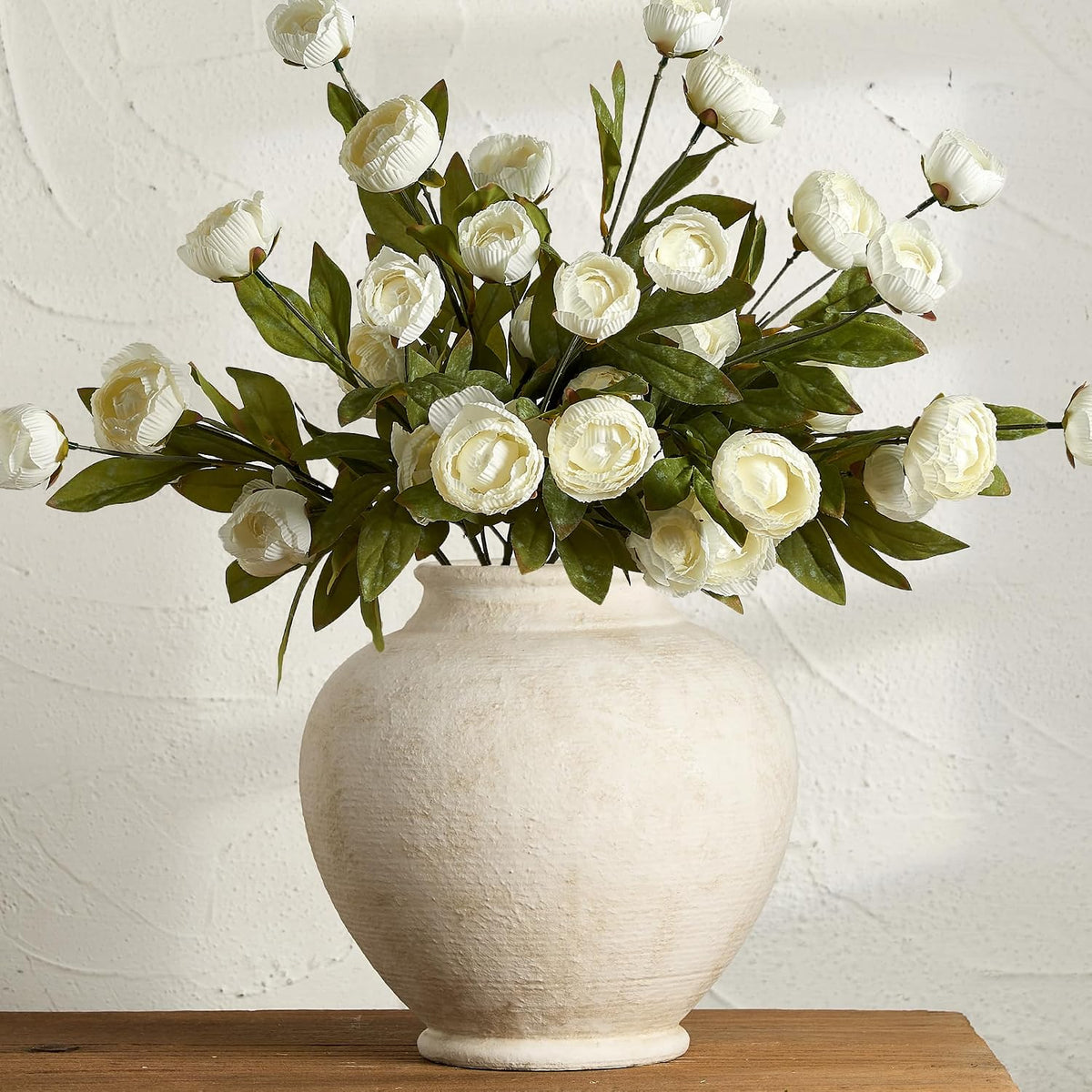 Ceramic Large Flower Vase, Rustic Farmhouse Vase Decorative Big Round Vases Floral Pottery Vases for Home Decor Table Living Room Entryway Mantel Bedroom Bathroom Kitchen - 9.6" W