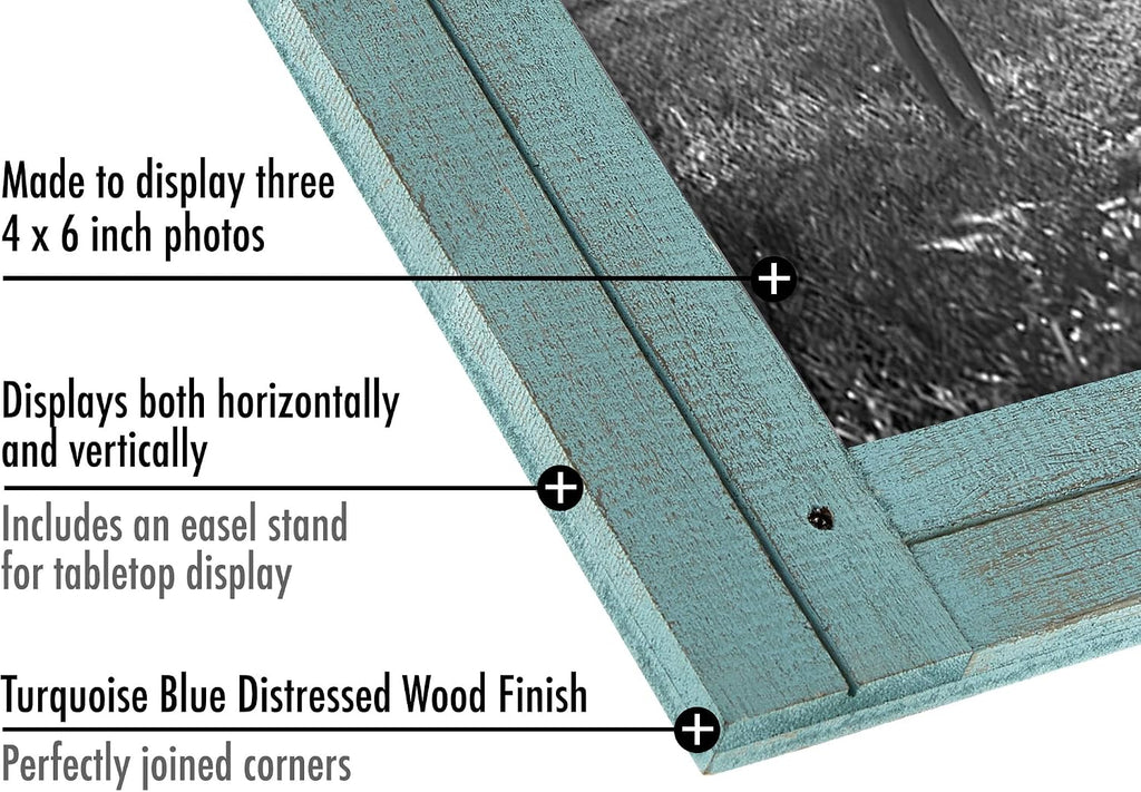Americanflat 4x6 Collage Picture Frame - Rustic Turquoise Blue