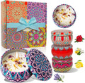 4 Pack Scented Candles for Women Gift- 8% Essential Oil Aromatherapy Candle Set, 50H Long Lasting Natural Soy Wax Candles, Travel Tin Gift Box for Stress Relief Spa Yoga Birthday Housewarming