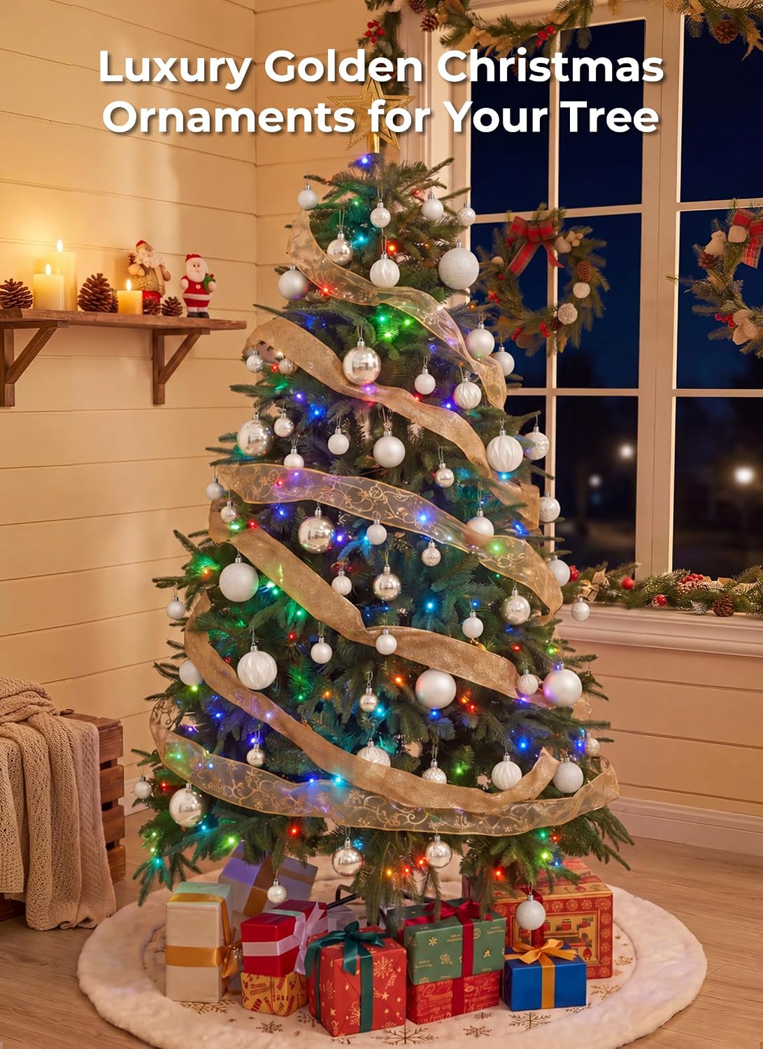 Brightown 36‑Pack White Shatterproof Christmas Tree Ball Ornaments Set