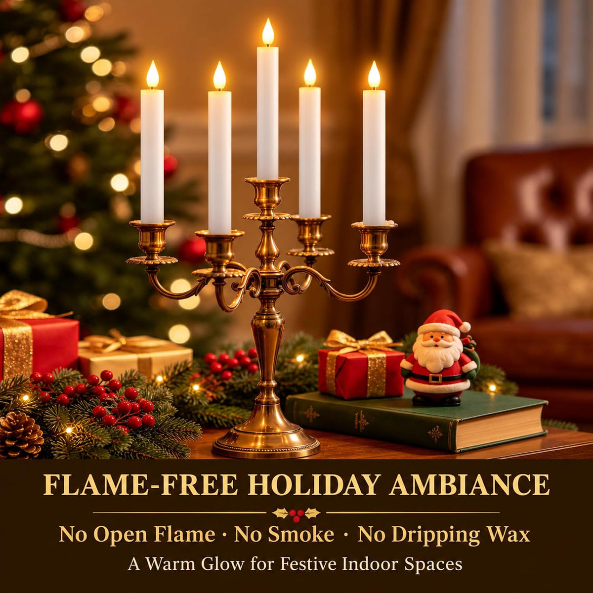 SoulBay Rechargeable Taper Candles with Remote Timer for Windows, 10 Pack