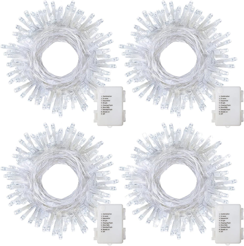 4 Pack Battery Operated Christmas String Lights 16.5Ft 50LED Wreath Lights