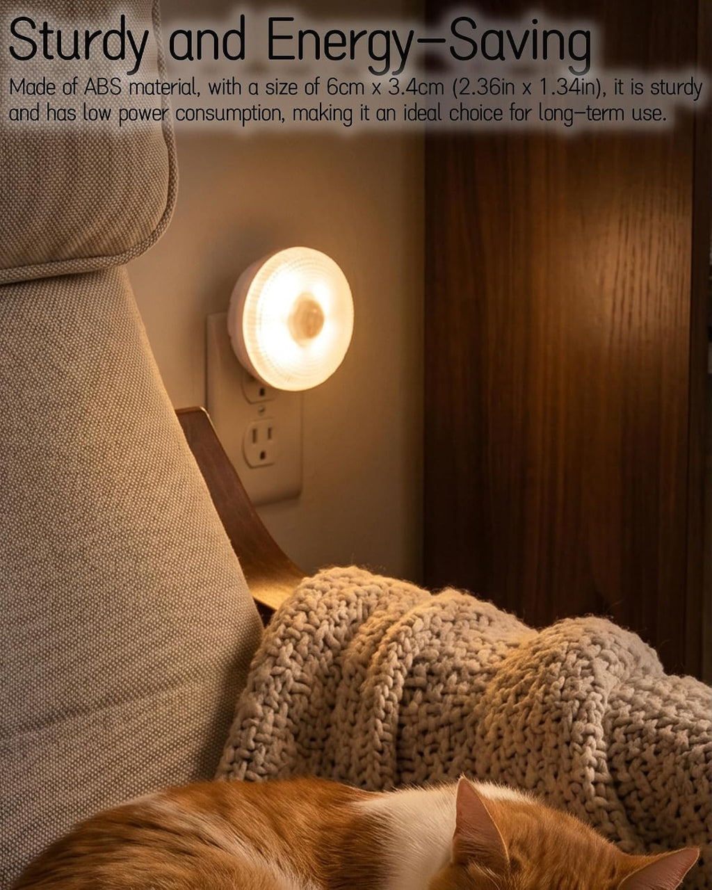 2 Pieces LED Motion Sensor Night Light, 110V Plug-in Wall Nightlight, Bathroom and Hallway Sensor Light, Ideal Night Light for Elderly Getting Up at Night (White-White Light)