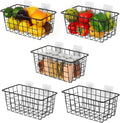 Nandae 5 Pack Wire Storage Baskets, Hanging Wall Basket Premium Metal Storage Bin Organizer Basket for Home Office Kitchen Pantry Bathroom Countertop, Black