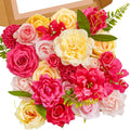 Serwalin Artificial Hot Pink Yellow Flowers Magenta Silk Flower for Wedding