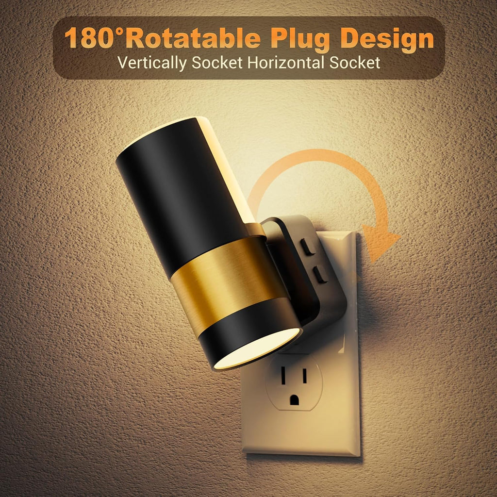 JandCase Plug in Night Light, Rotating Night Light with 3 Colors, Dimmable