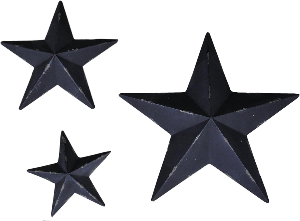 YL Crafts - Metal Star Wall Decoration Mounted Wall Art 3pcs/Set (Black)