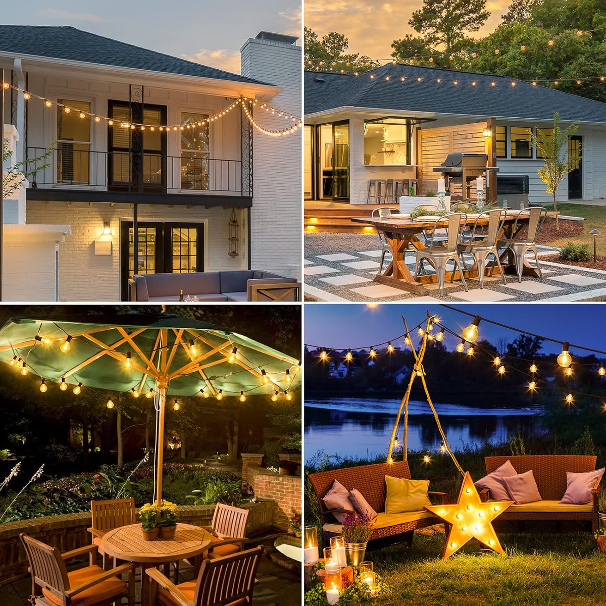 Mlambert 50Ft Outdoor String Lights, G40 Globe Patio Lights with 25+2 Waterproof LED Hanging Plastic Bulbs for Gazebo Pergola Cafe Bedroom-Brown Wire