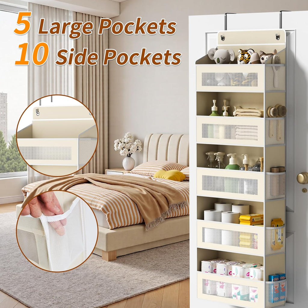 AQOOA 5-Tier Over The Door Organizer 44 lbs Capacity fit Standard Doors