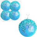 4Pcs Christmas Balls Ornaments -Shatterproof Christmas Ball for Xmas Tree Decorations Hanging,Wedding Party Holiday Decorations Fantasy Blue Glitter Ball 4in x 4 Pack