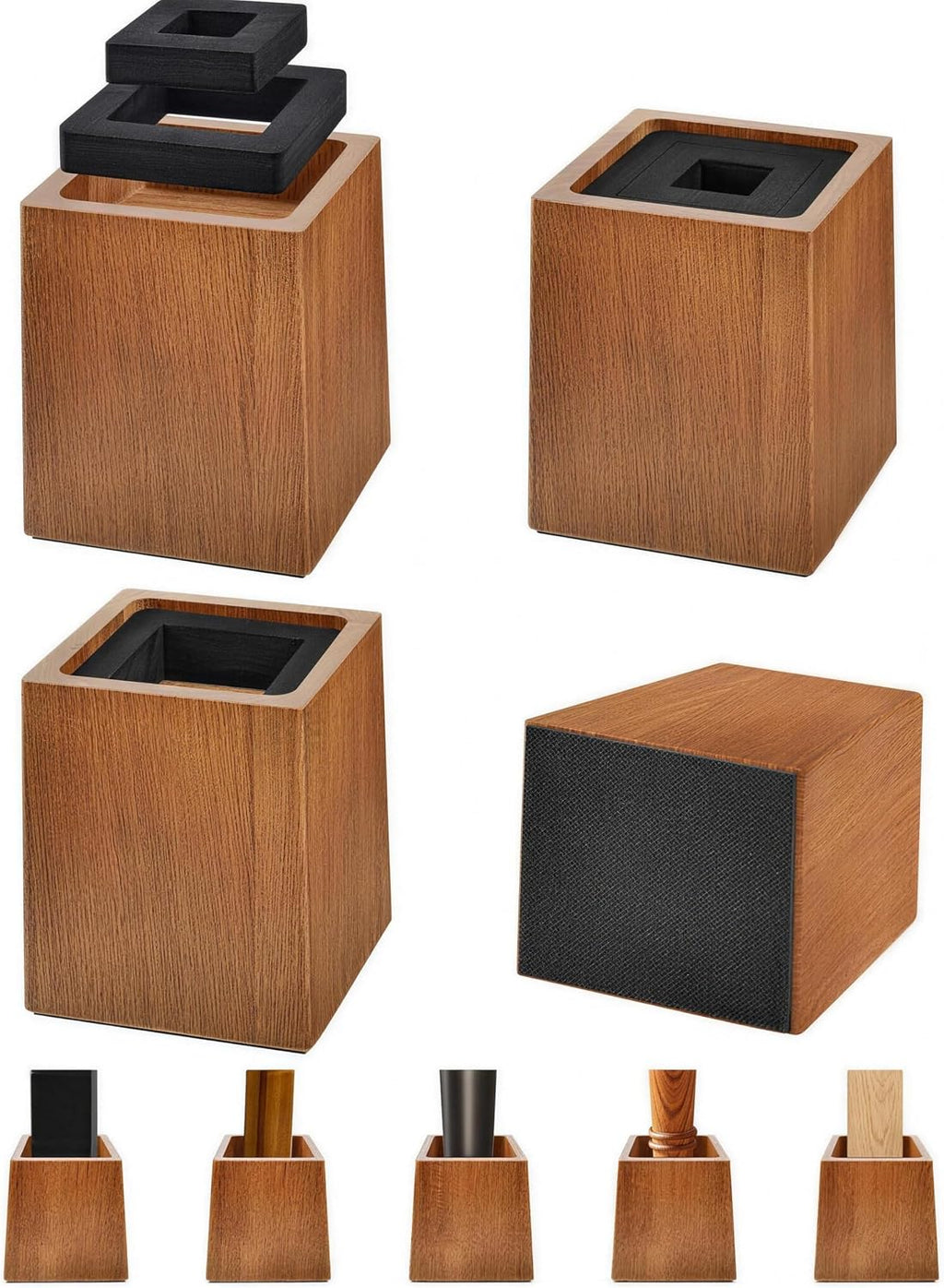 Wooden Bed Risers 5 Inch Heavy Duty, Support 2500 lbs, Brown