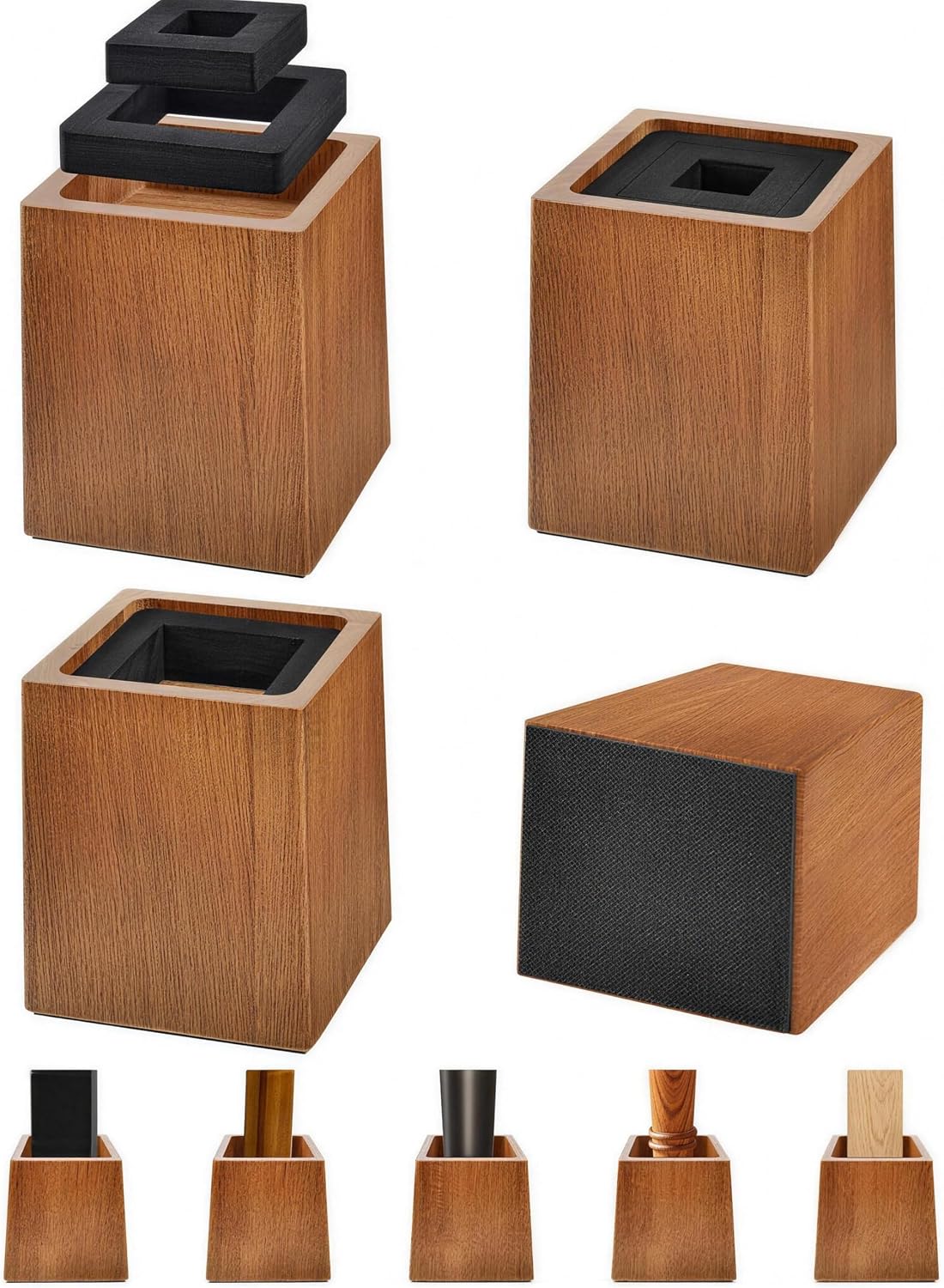 Wooden Bed Risers 5 Inch Heavy Duty, Support 2500 lbs, Brown