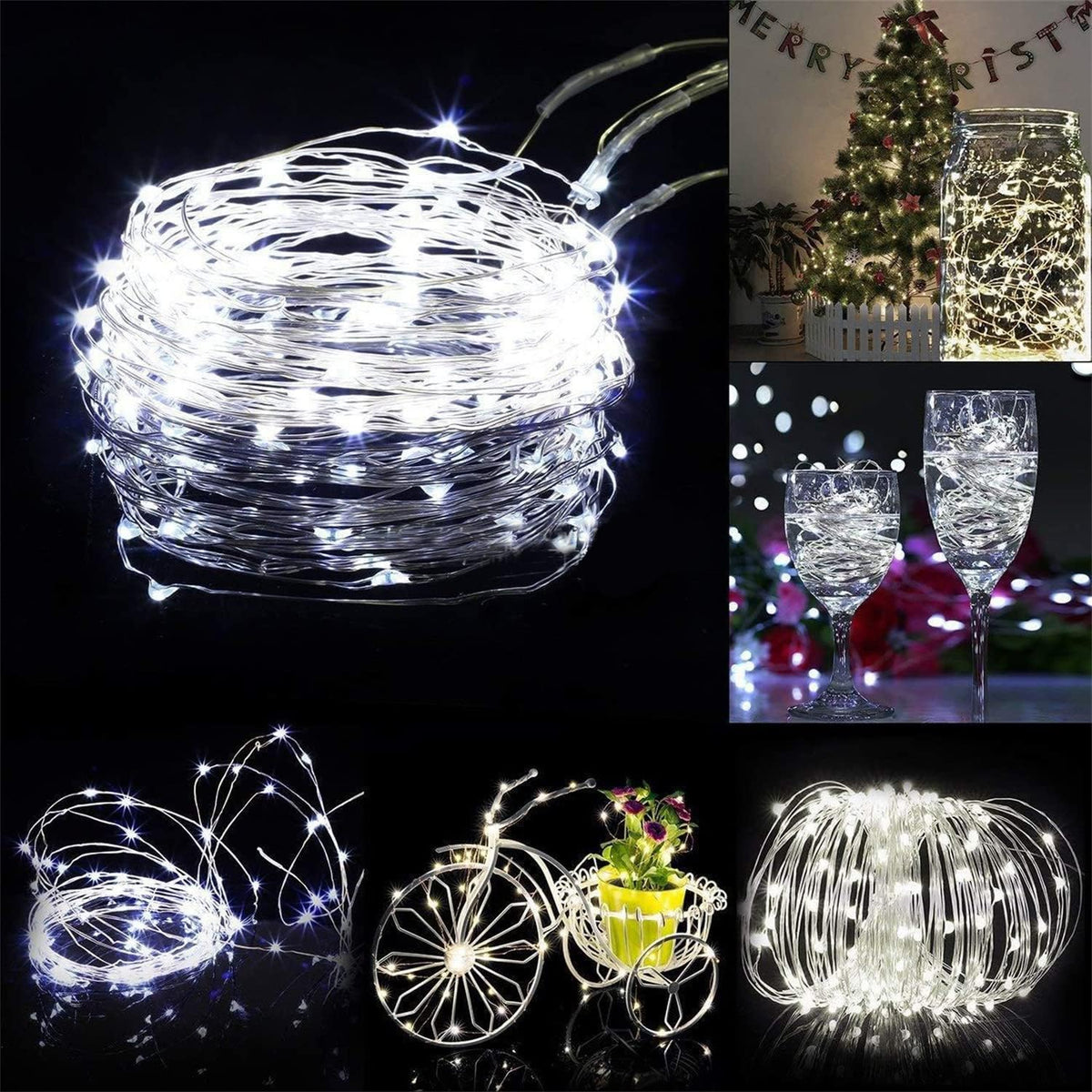 Fairy Lights Plug in 2 Pack, 33ft 100 LED Firefly Twinkle String Lights, USB Mini Small Cute Christmas Tree Twinkling Lights for Indoor Bedroom Party Wedding Valentines (Cold White)