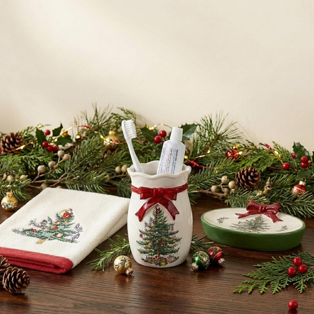 Spode - Christmas Tumbler Cup, Holds Makeup Brushes, Razors & More