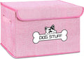 Dog Toy Basket with Lid, Collapsible Box for Pet Accessories