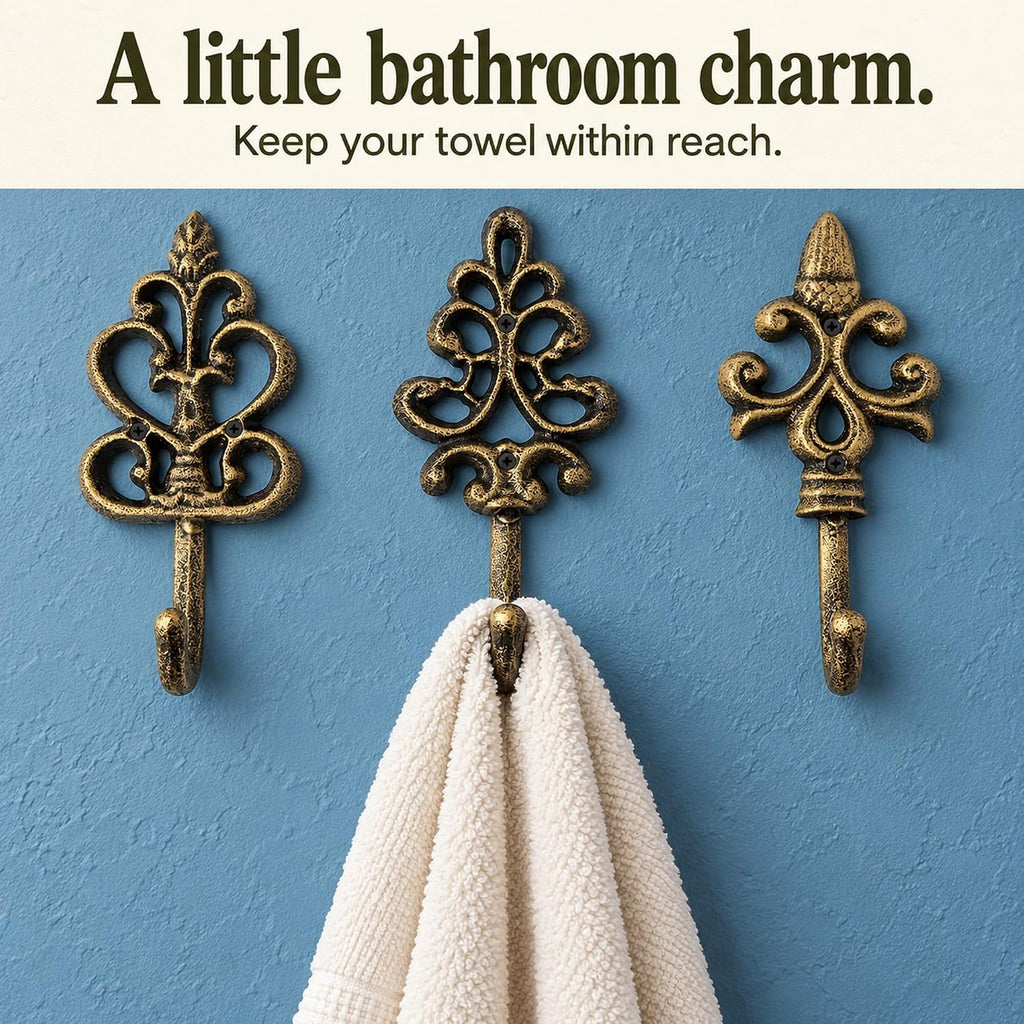 Comfify Gold and Black Cast Iron Wall Hooks