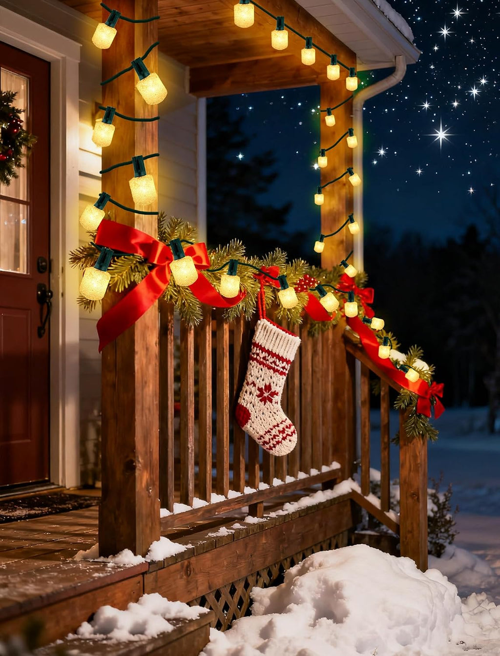 Outdoor String Lights, 25FT T40 Retro LED Christmas Lights, Waterproof Warm White Patio Lights for Porch, Bistro, Party, Holiday Decorations, Connectable, Shatterproof, Green Wire