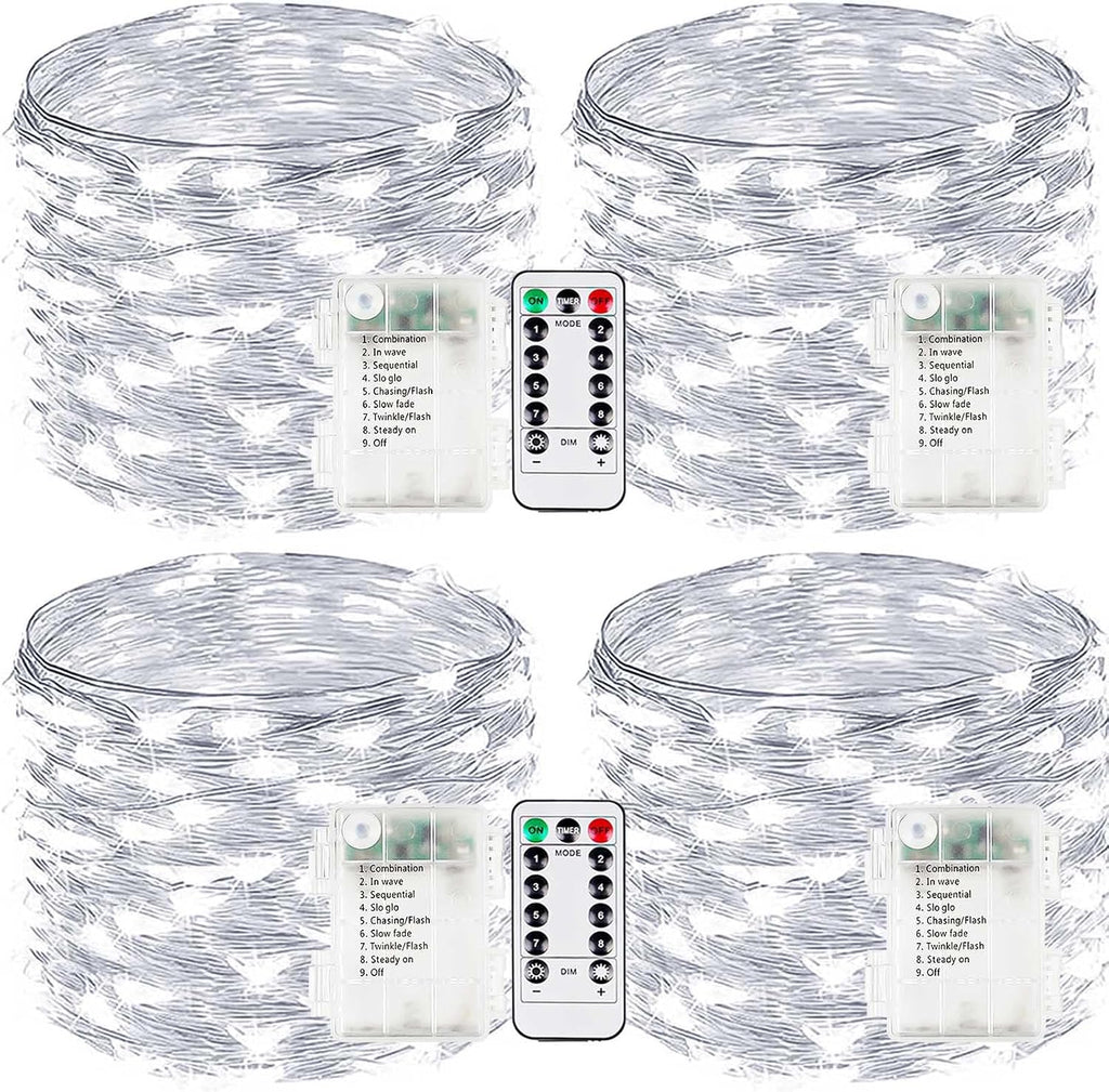 4 Pack Fairy Lights Battery Operated Battery String Light Remote Cool White
