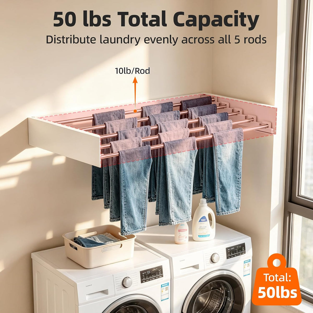 Wall Mounted Drying Rack 32" Foldable Space Saving for Laundry Room