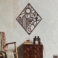 Therwen Metal Cactus Wall Decor Desert Theme Decor, Classic, Dark Brown