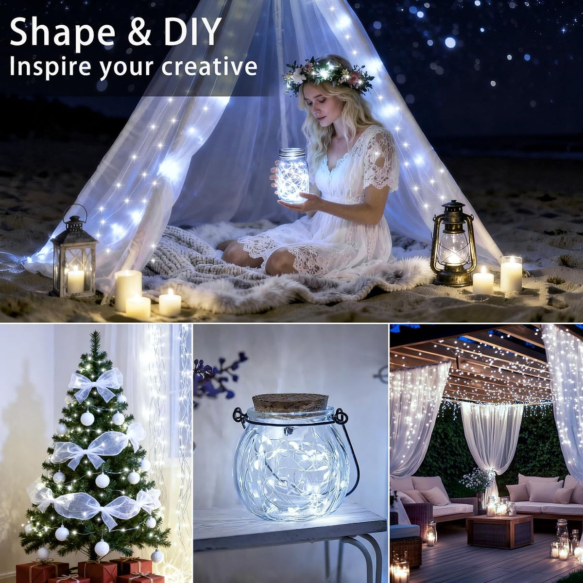 VOOKRY 12 Pack Fairy Lights Battery Operated, 10 ft 30 LEDs String Lights