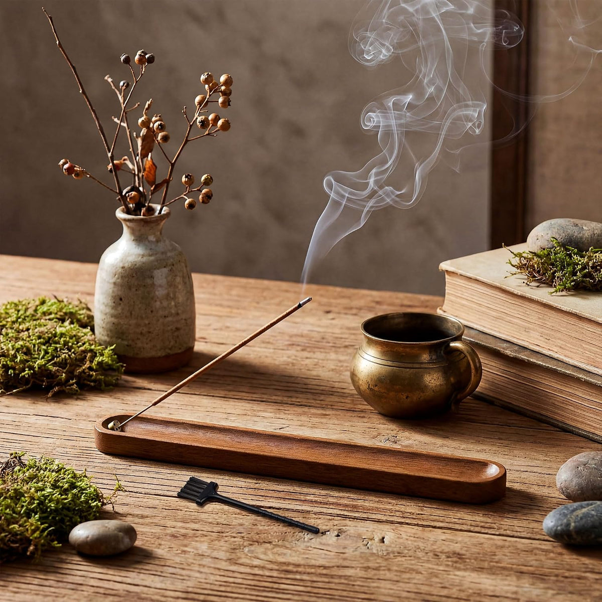 Wooden Incense Holder for Sticks with Ash Catcher,Incense Burner for Meditation Yoga Home Gift