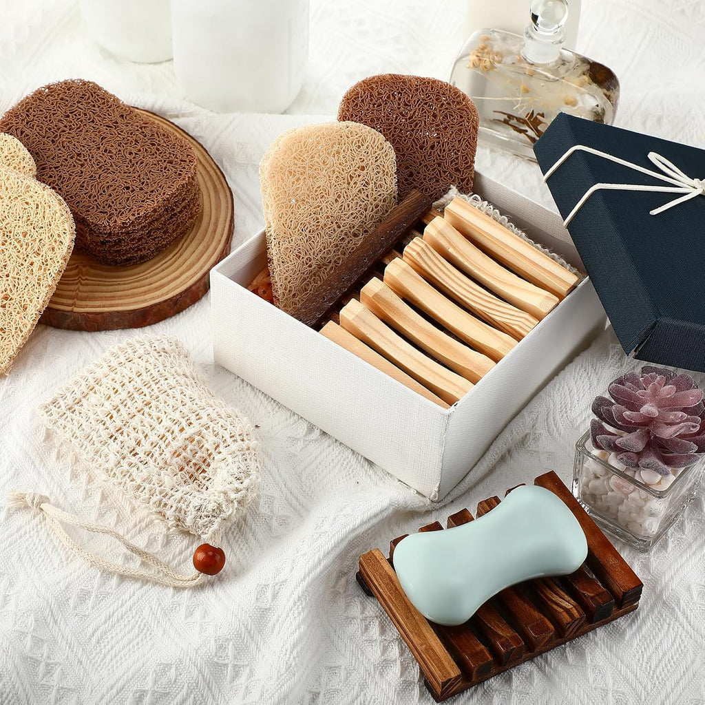 Baderke Soap Saver Wooden Dish Holder Bag and Pads, Mixed Color, 36 Pcs