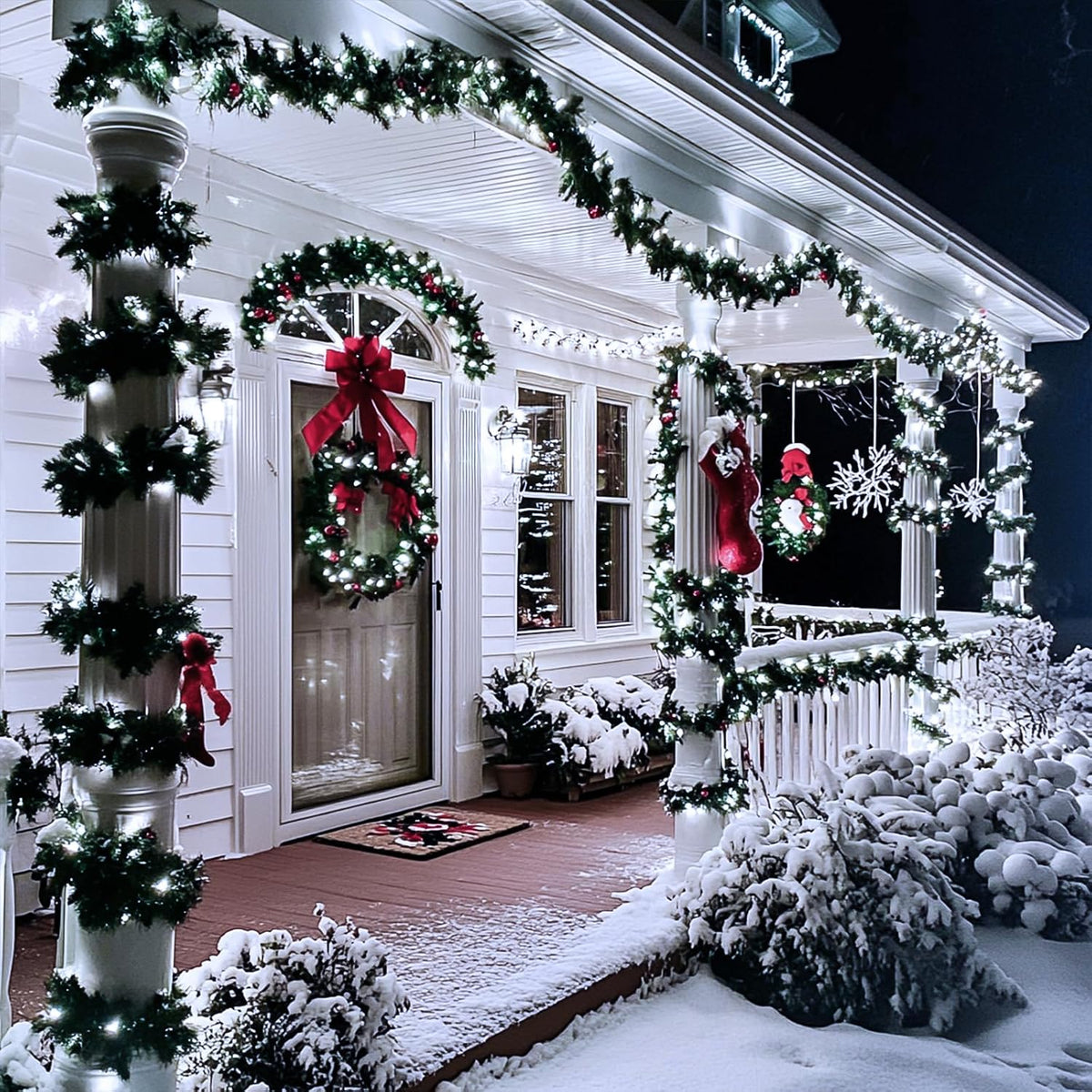 JMEXSUSS 66ft 200 LED White Christmas String Lights Indoor Outdoor Plug in