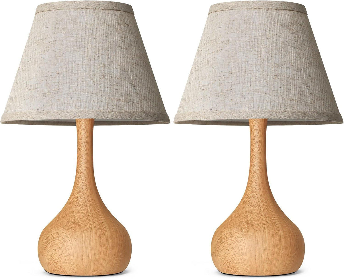 Touch Table Lamp for Bedroom Set of 2, 3-Way Dimmable Bedside Lamp for Nightstand, 17” Rustic Metal Desk Lamp with Linen Shade for Living Room, Kids Reading, Dorm, Home Office Decor, Bulb Included