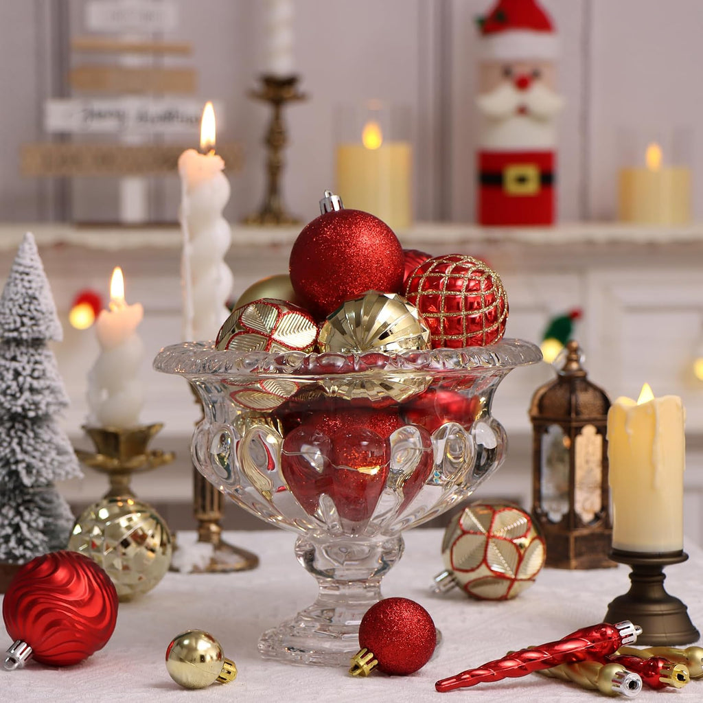 101Pcs Red and Gold Christmas Ball Ornaments Set with Topper, Assorted Shatterproof Christmas Tree Decoration Classic Theme Hanging Ornaments for Xmas Tree/Holiday/Party/Home Decor