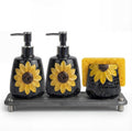 4 Pcs Sunflower Kitchen Decor Ceramic Soap Dispenser Set
