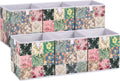 Yookeer 6 Pcs Green Floral Cube Storage Bin 11" Foldable Basket with Handle