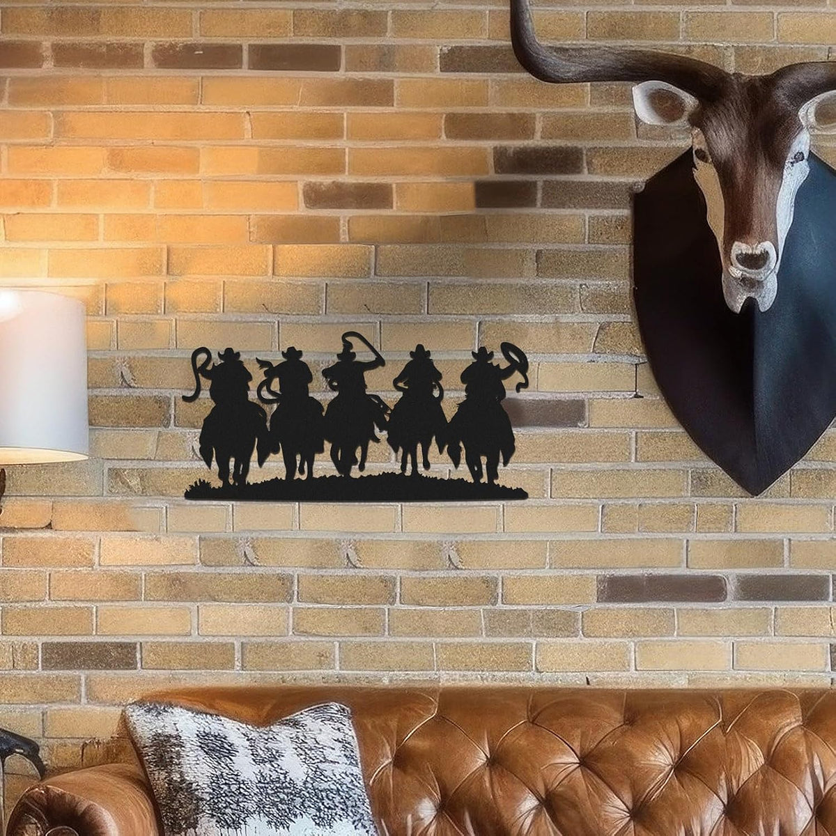 Zonon Western Cowboy Wall Decor Metal Cowboy Sign, Black