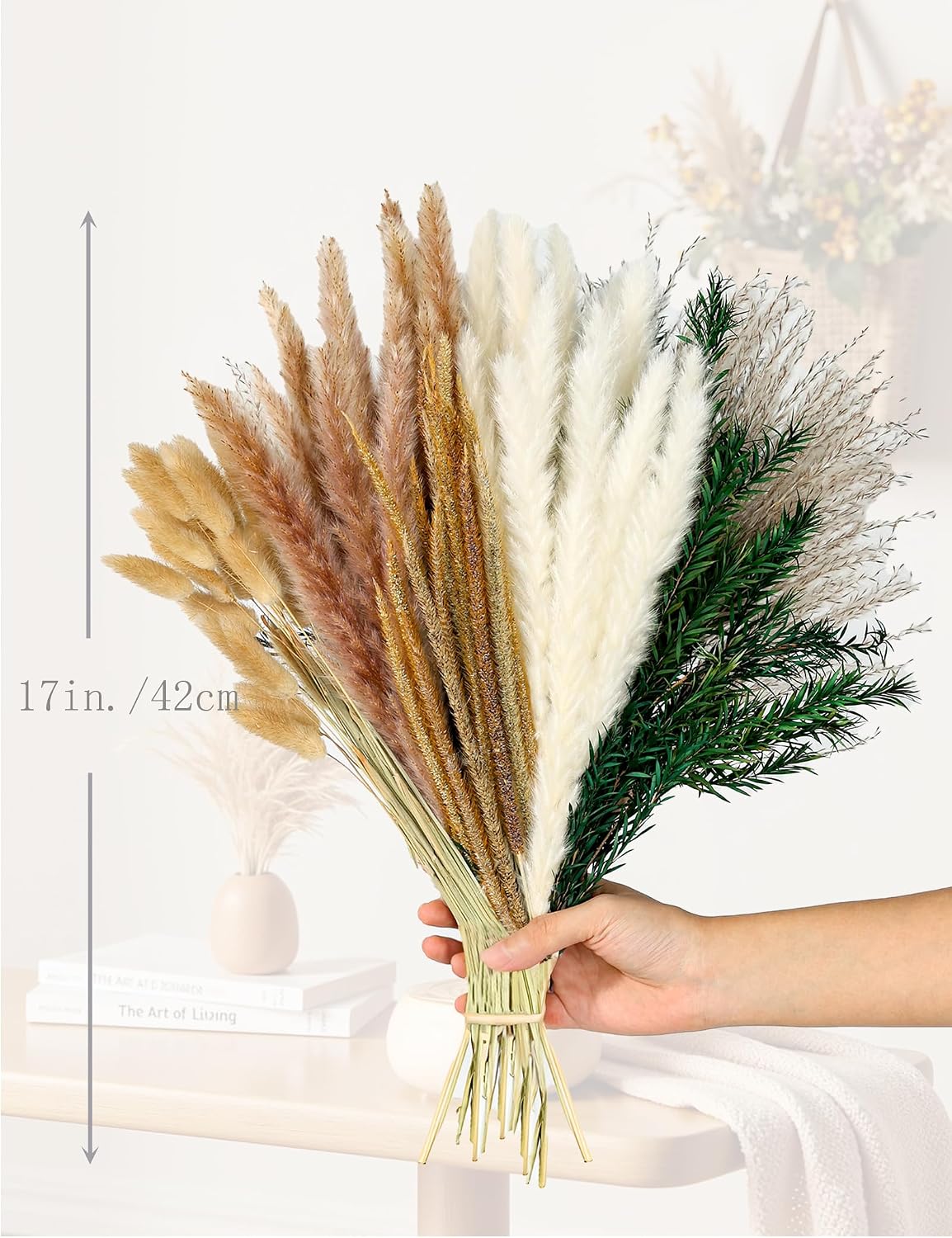 100Ps Dried Flowers Bouquet, Pampas, Rustic Home Decor, Wedding Centerpieces. (100)