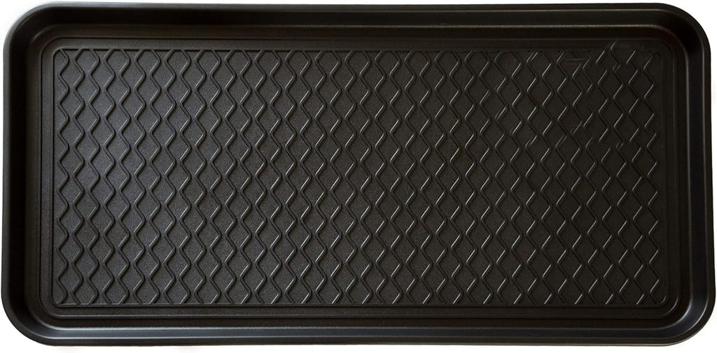 Stalwart 75-ST6012 All Weather Boot Tray-Water Resistant Plastic Utility Shoe Mat for Indoor and Outdoor Use in All Seasons (Black), Large