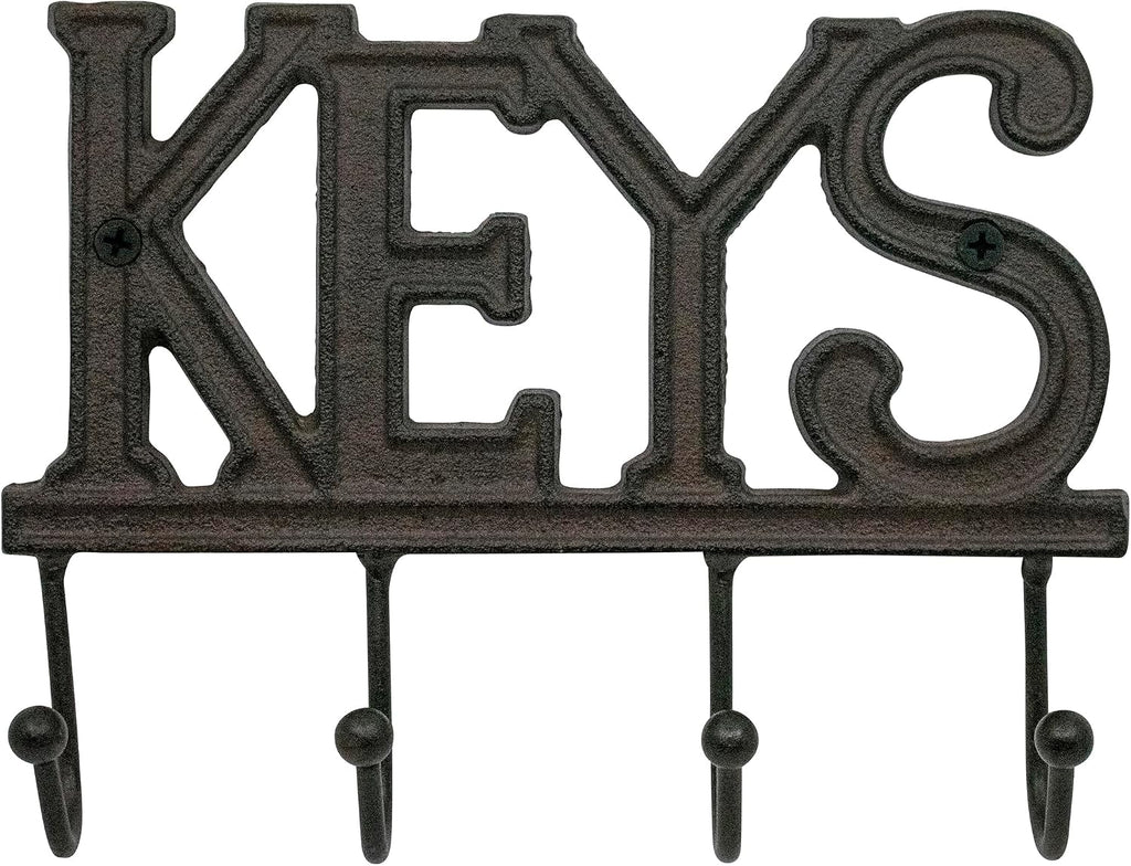 Stephanie Imports Rustic Cast Iron Keys Holder with 4 Key Hooks for Wall Mount (Rustic Bronze)