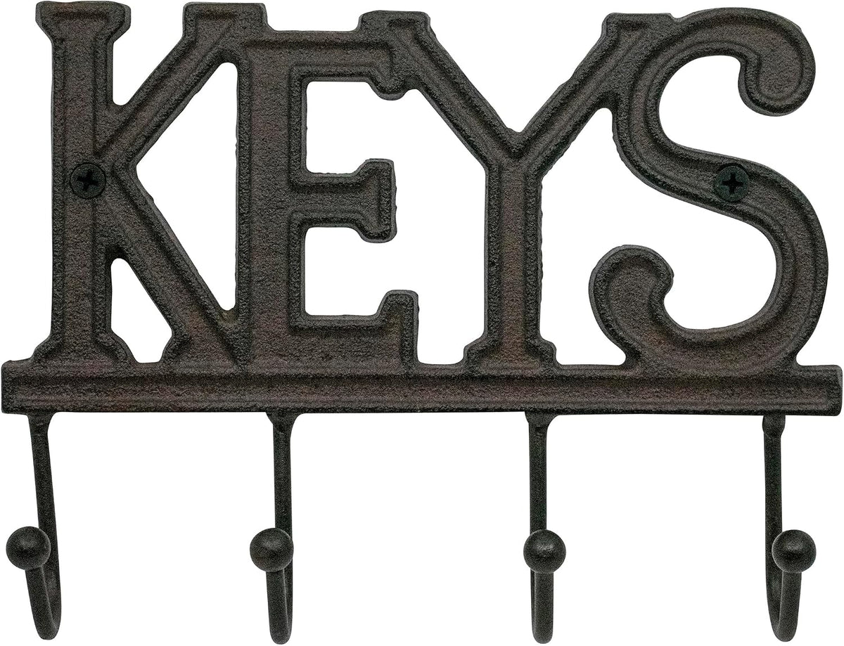 Stephanie Imports Rustic Cast Iron Keys Holder with 4 Key Hooks for Wall Mount (Rustic Bronze)