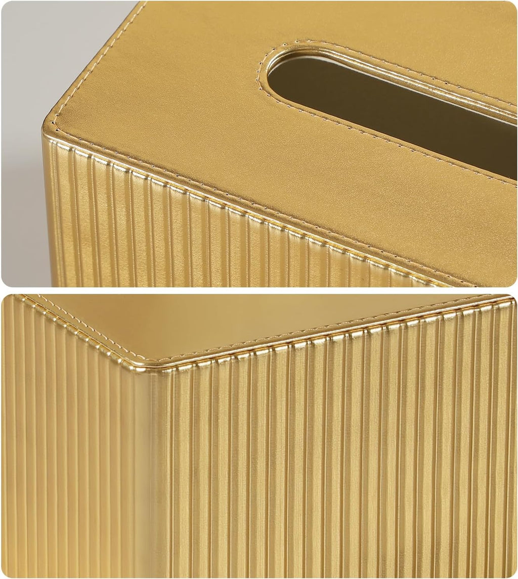 PU Leather Tissue Box Cover Rectangle, Tissue Box Holder Gold