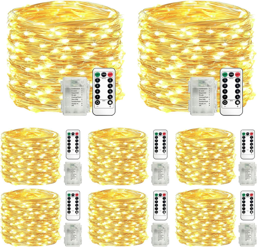 8-Pack Fairy Lights Battery Operated, 33ft 100 LED(Total 264ft 800 LEDs)