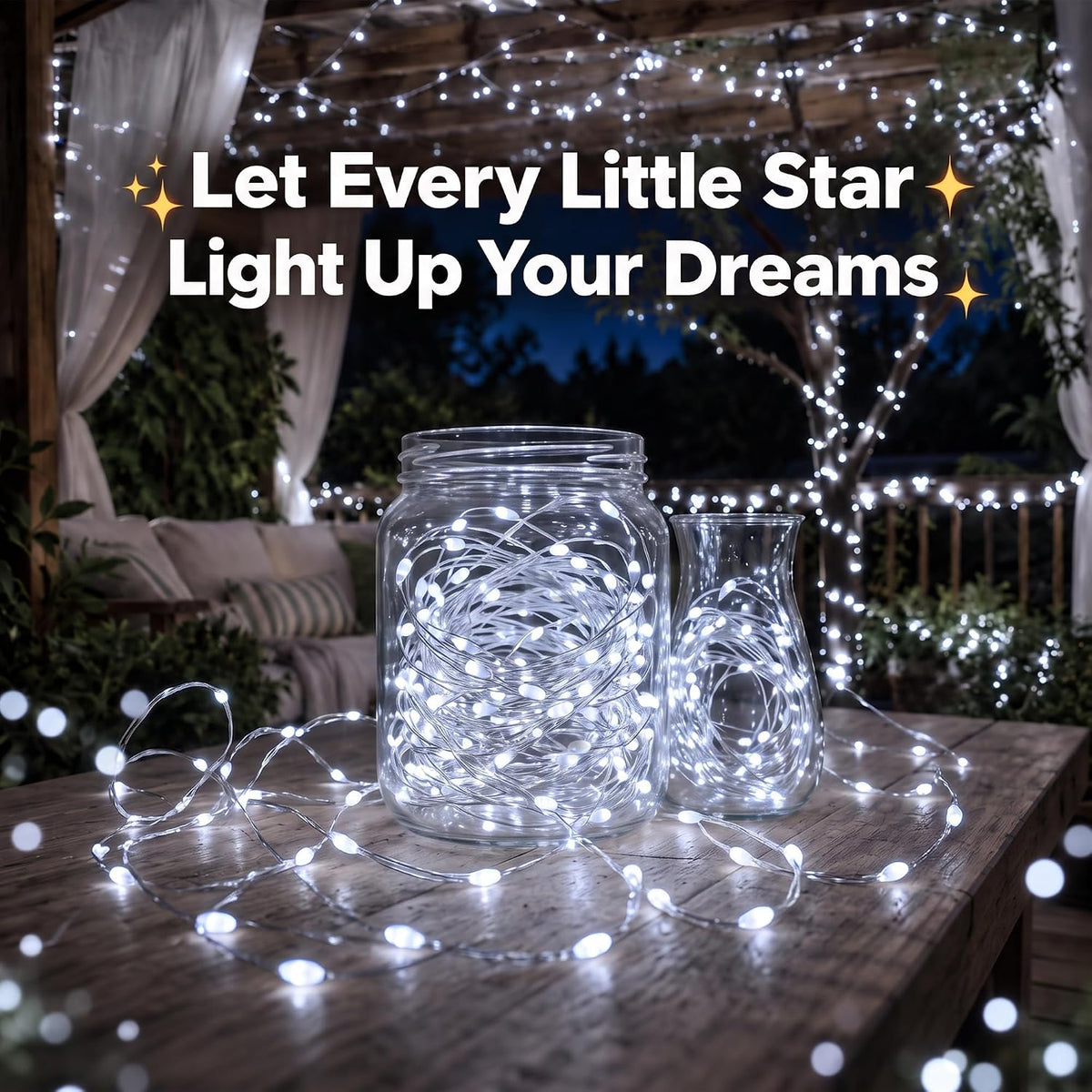 Adamonda 4 Pack Twinkle Fairy Lights Battery Operated,80FT Total (20FT per Strand), 240 Mini LEDs, IP65 Waterproof String Lights for Bedroom Christmas Party Indoor & Outdoor Decoration(Cool White)