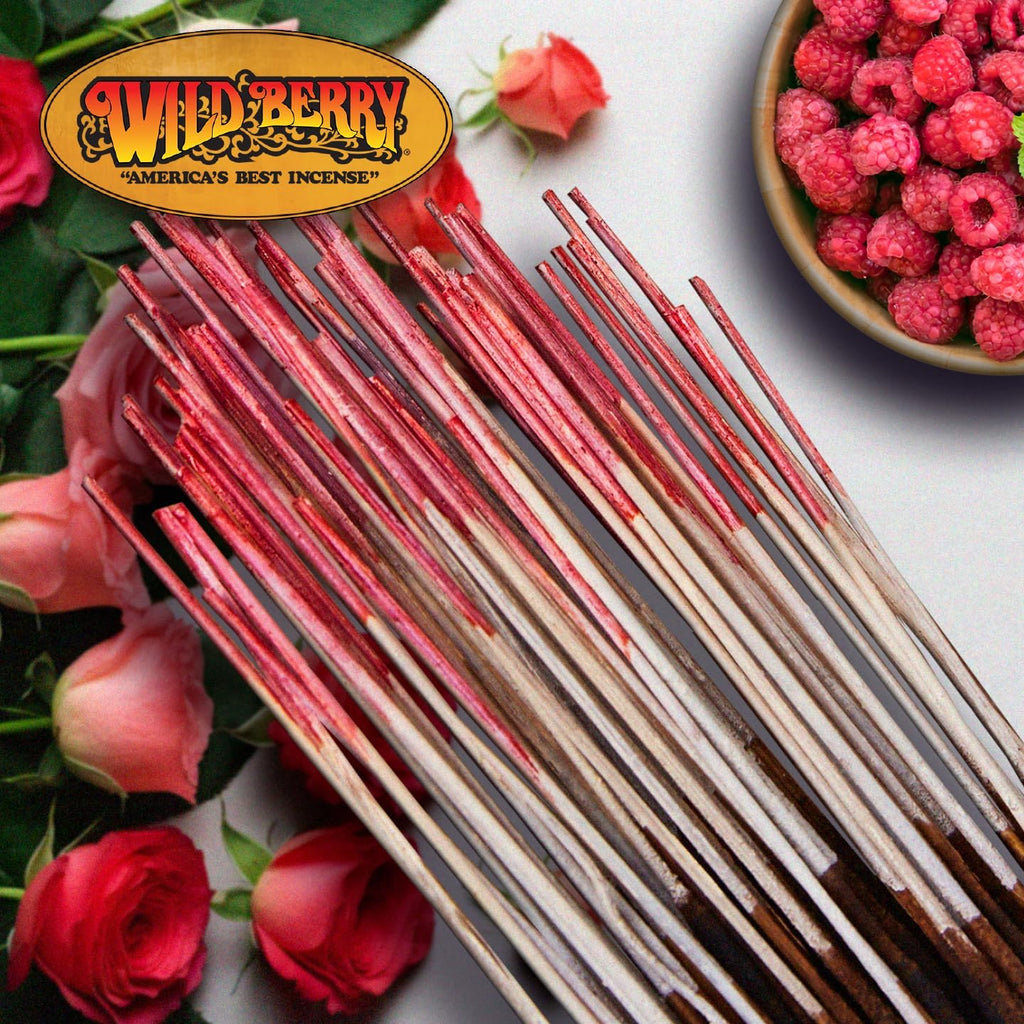 Wild Berry Raspberry Rose 11-Inch Incense Sticks, Hand Dipped, 100 Count