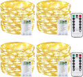 4 Pack 60 LED Fairy Lights Battery Operated with Remote, 20 FT Warm White