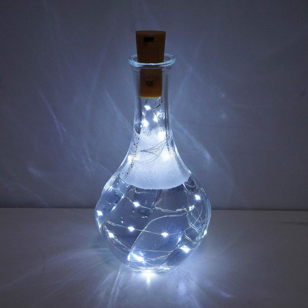 20 LED Wine Bottle Lights with Cork, 15 Pack Battery Operated Cork Shape Fairy Light Waterproof Mini Copper Silver Wire String Lights for Party, Wedding, Christmas, Bedroom Decor (Cold White)