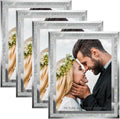 HIKWADERY 8x10 Picture Frames Silver - Set of 4, Sparkle Real Glass 8 by 10 Photo Frame Mirrored Edge Great Gift, for Tabletop Display, Wedding Birthday Mothers Day Gifts (8 x 10, Glitter Silver)